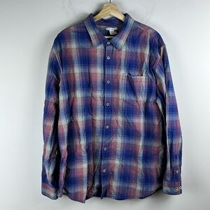 Carbon2Cobalt Mens XL Cotton Multicolor Plaid Long Sleeve Button‎ Up